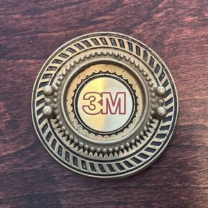 3M Belt Buckle Solid‎ Brass Baron 1978 Made In Taiwan Vintage E1